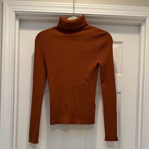 Maeve by Anthropologie Women's Ribbed Turtleneck Sweater - Burnt Orange